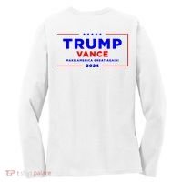 Trump Vance 2024 Front Pocket Print With Back Print Women's Long Sleeve Shirt thumb 1