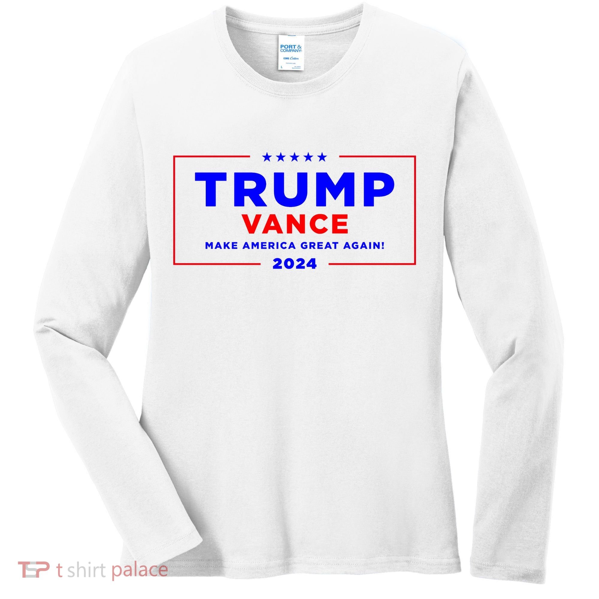 Trump Vance 2024 Front Pocket Print With Back Print Women's Long Sleeve Shirt