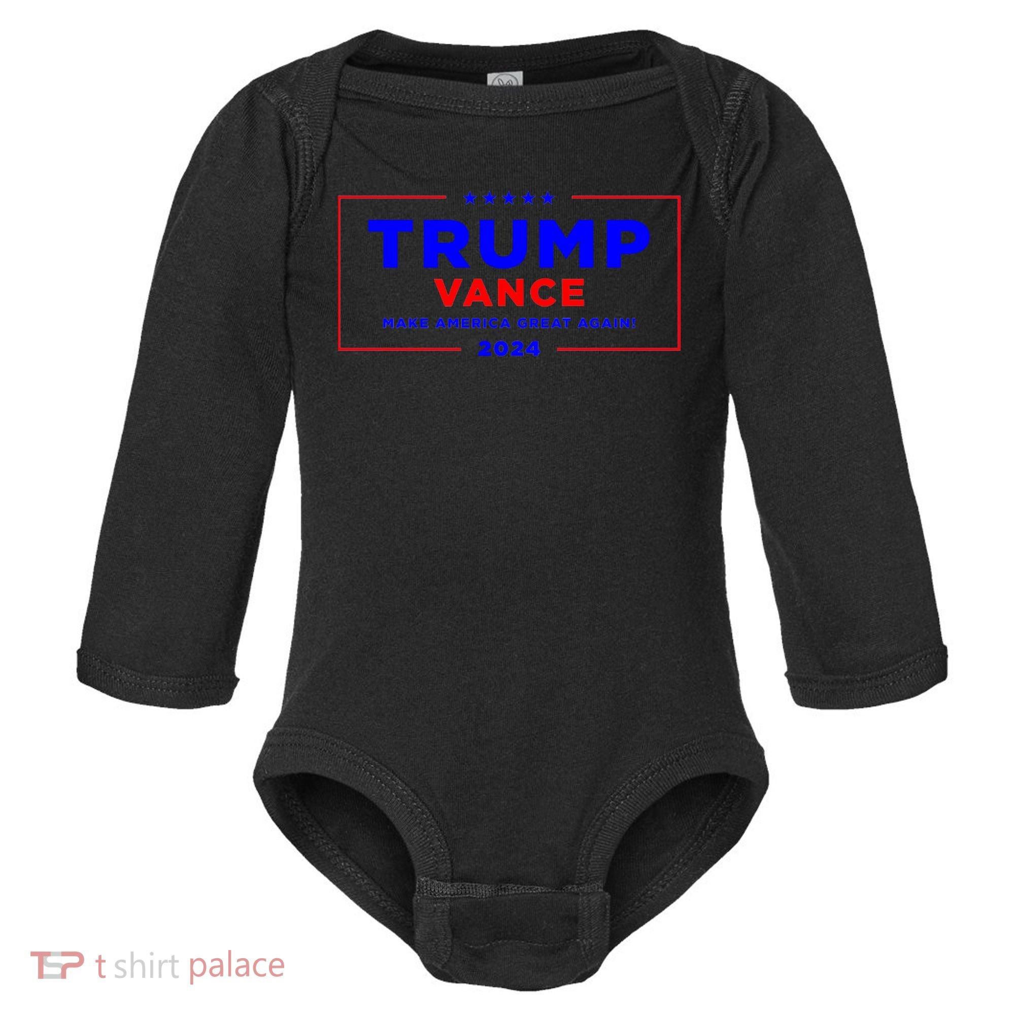 Trump Vance 2024 Pocket Print Baby Long Sleeve Bodysuit