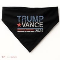 Trump Vance 2024 Retro Featuring Trump And Jd Vance USA-Made Doggie Bandana thumb 0