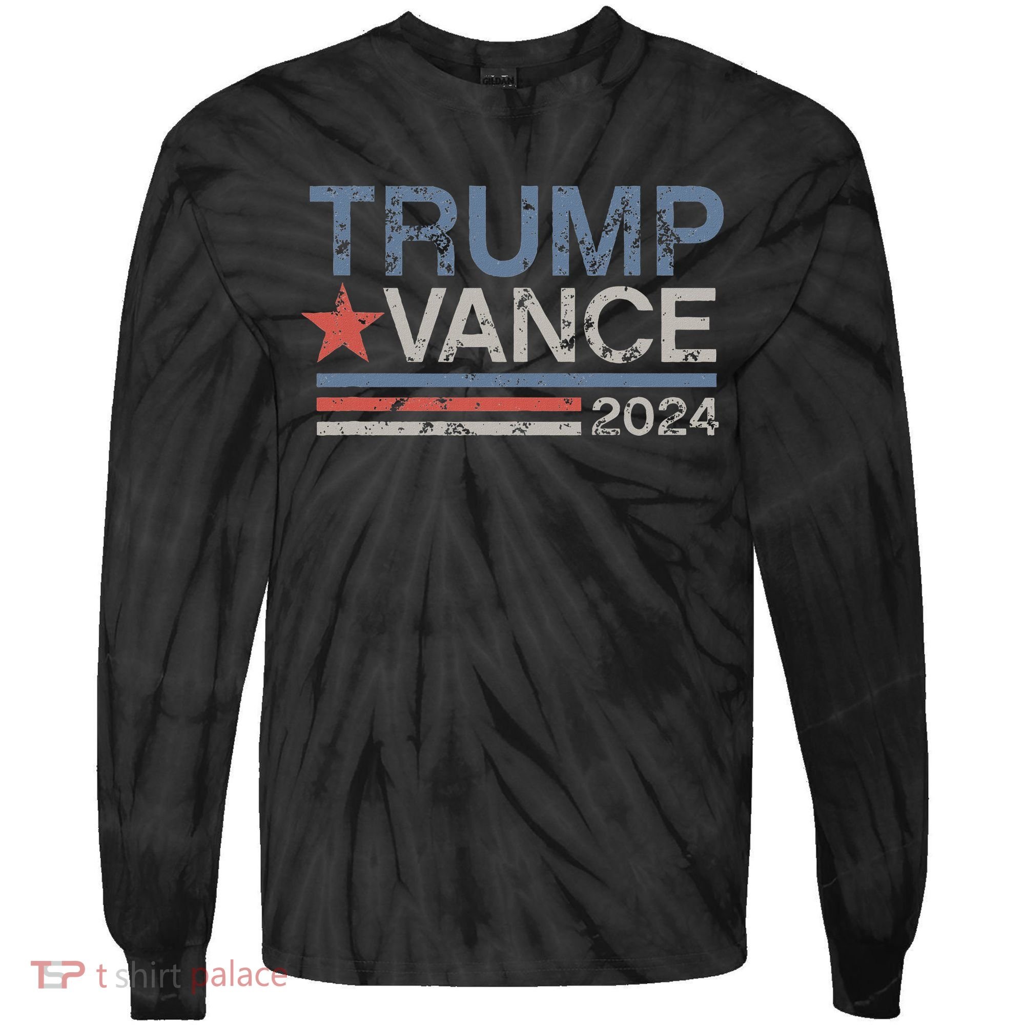 Trump Vance 2024 Retro Featuring Trump And Jd Vance Tie-Dye Long Sleeve Shirt