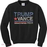 Trump Vance 2024 Retro Featuring Trump And Jd Vance Kids Sweatshirt thumb 0