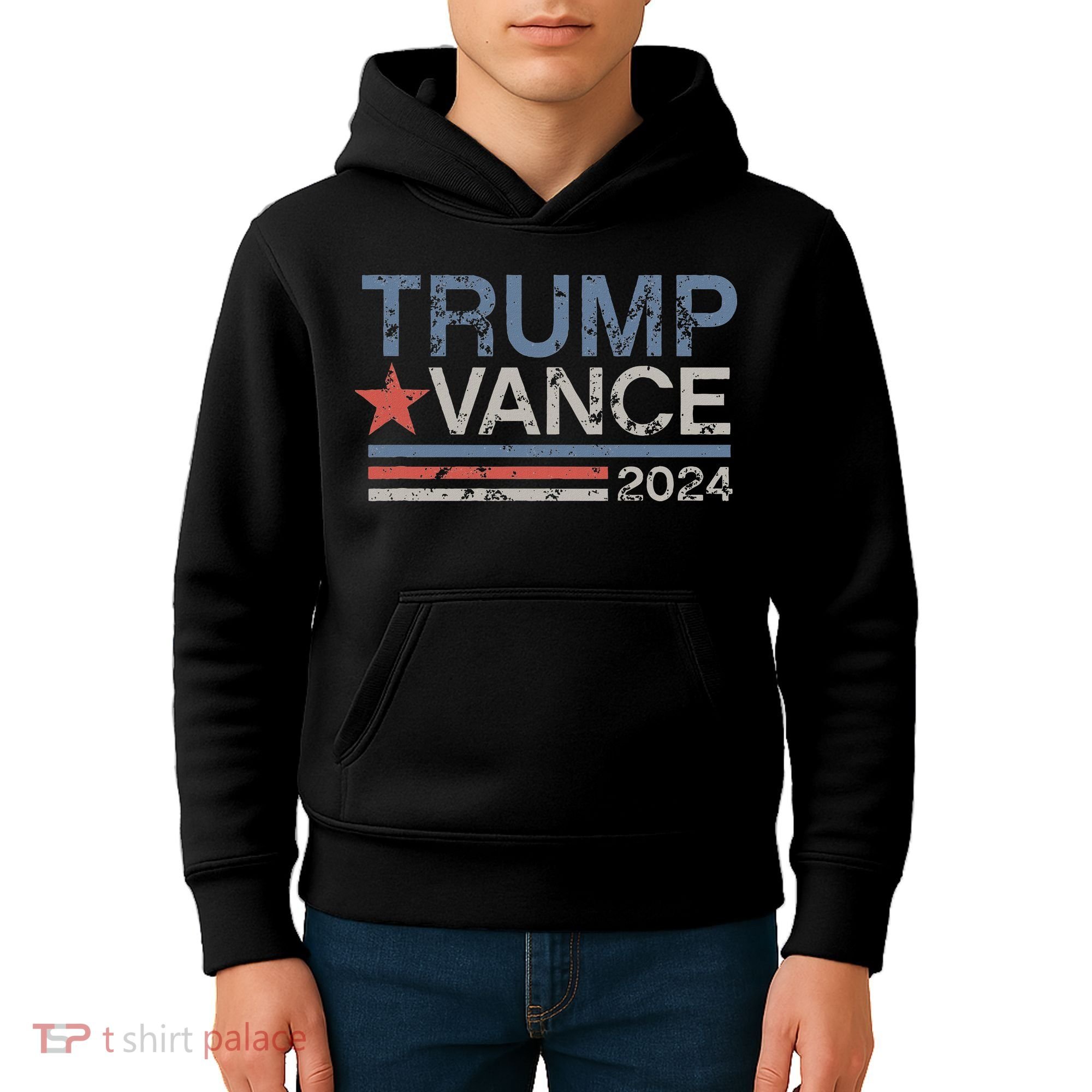 Trump Vance 2024 Retro Featuring Trump And Jd Vance Kids Hoodie