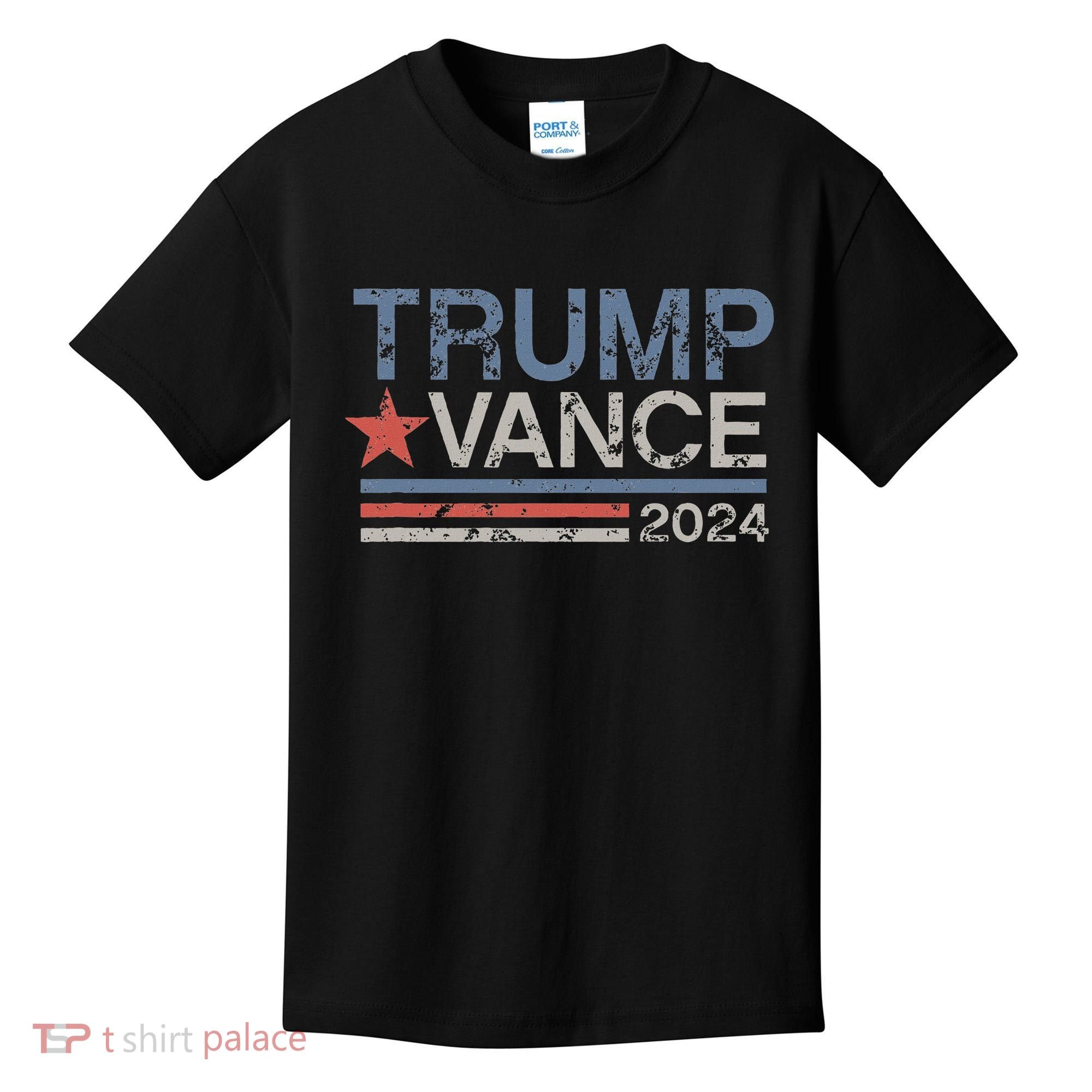 Trump Vance 2024 Retro Featuring Trump And Jd Vance Kids T-Shirt