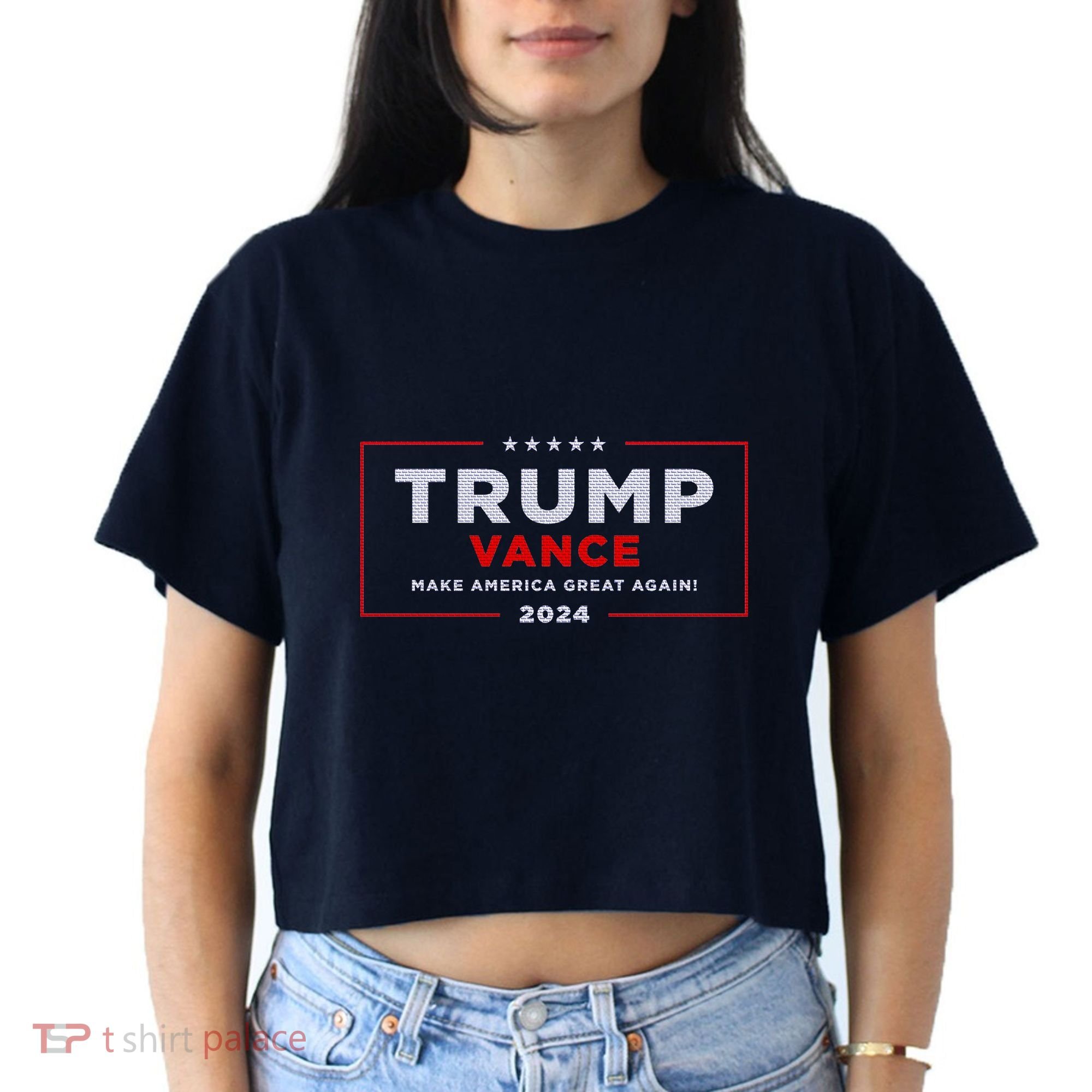 Trump Vance 2024 Brick Texture Women's Crop Top Tee