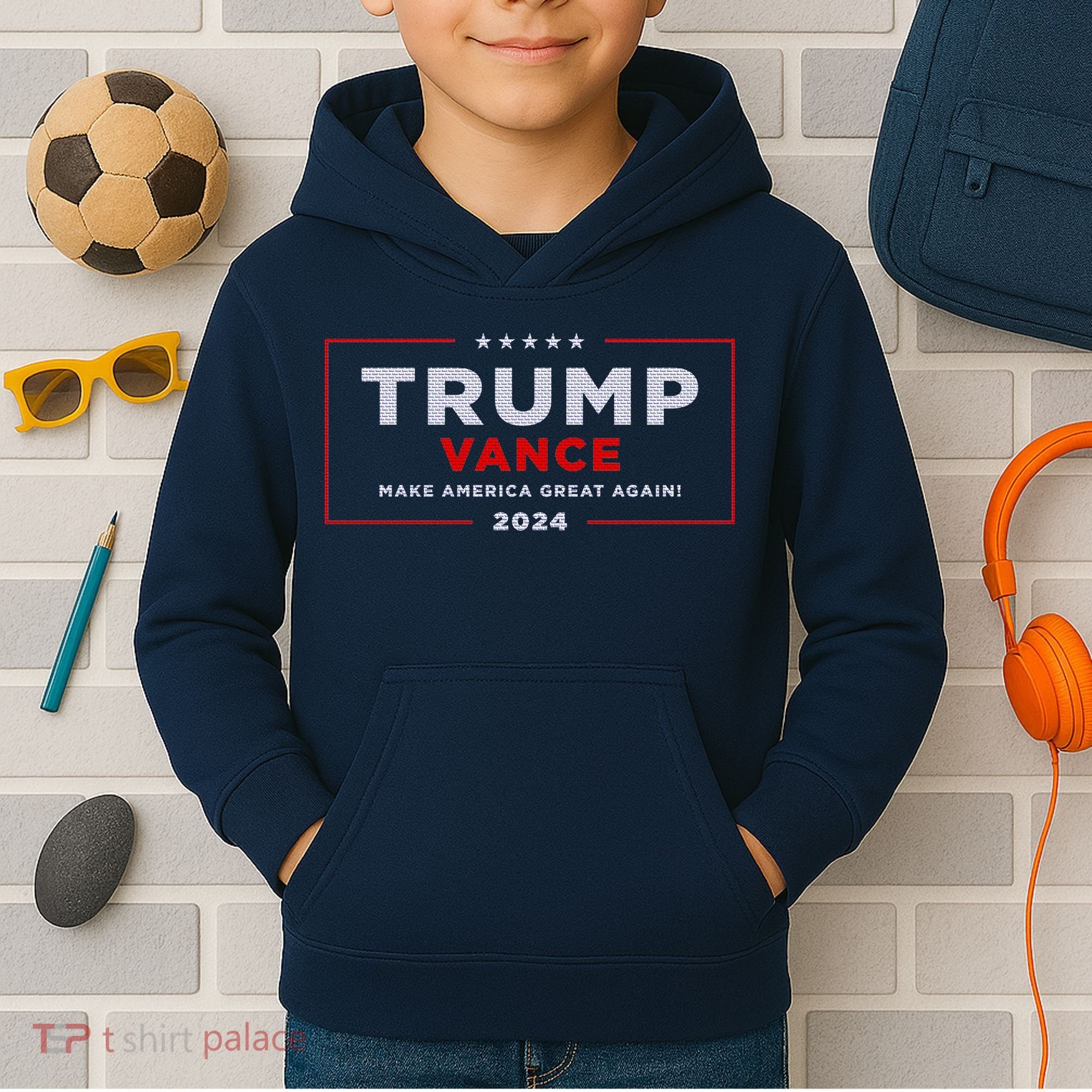 Trump Vance 2024 Brick Texture Kids Hoodie