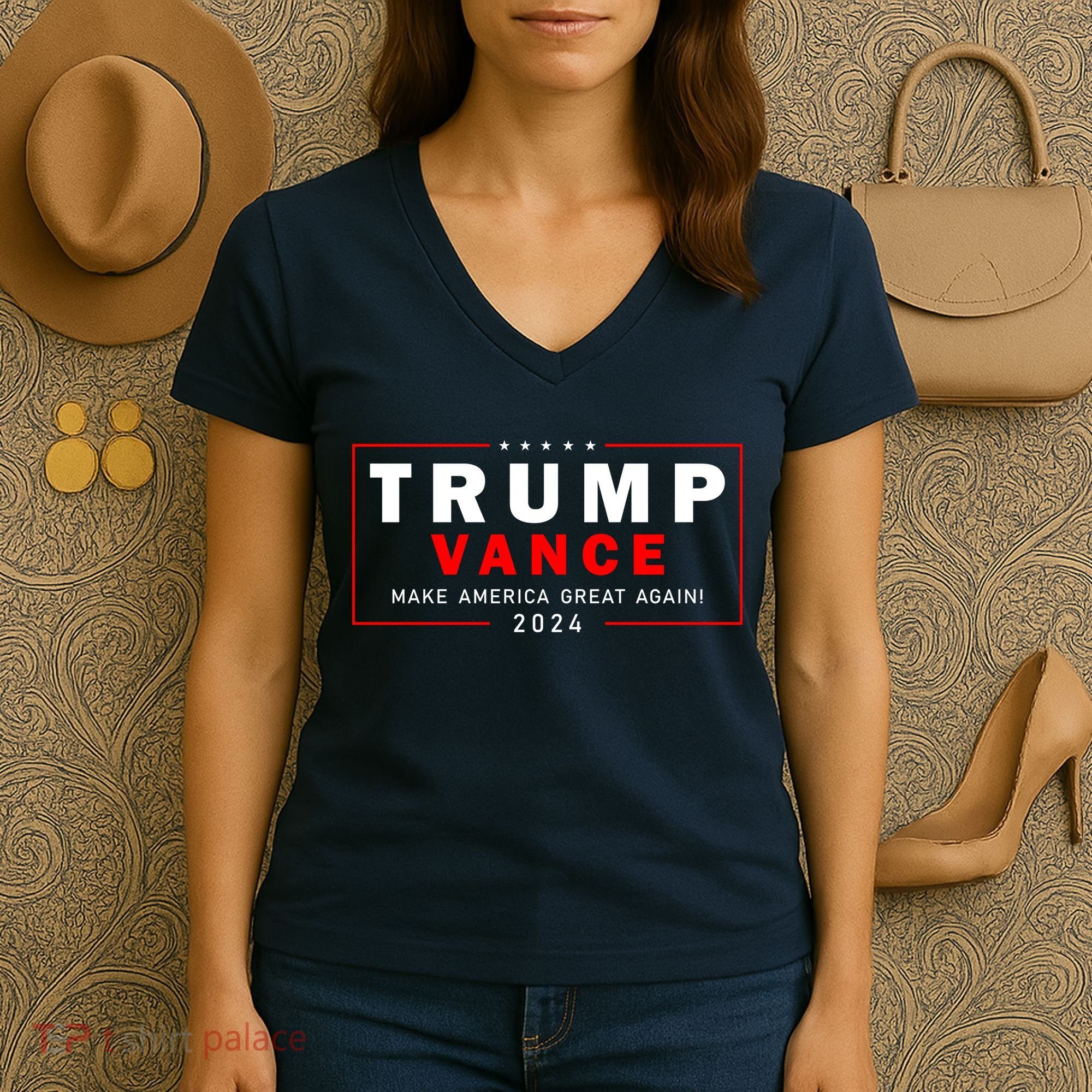 Trump Vance 2024 Make America Great Again Maga President Women's V-Neck T-Shirt