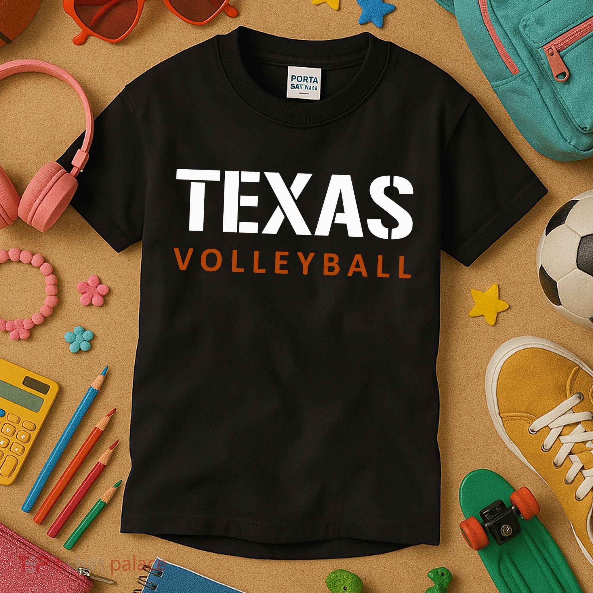 Texas Volleyball Block Style Kids T-Shirt