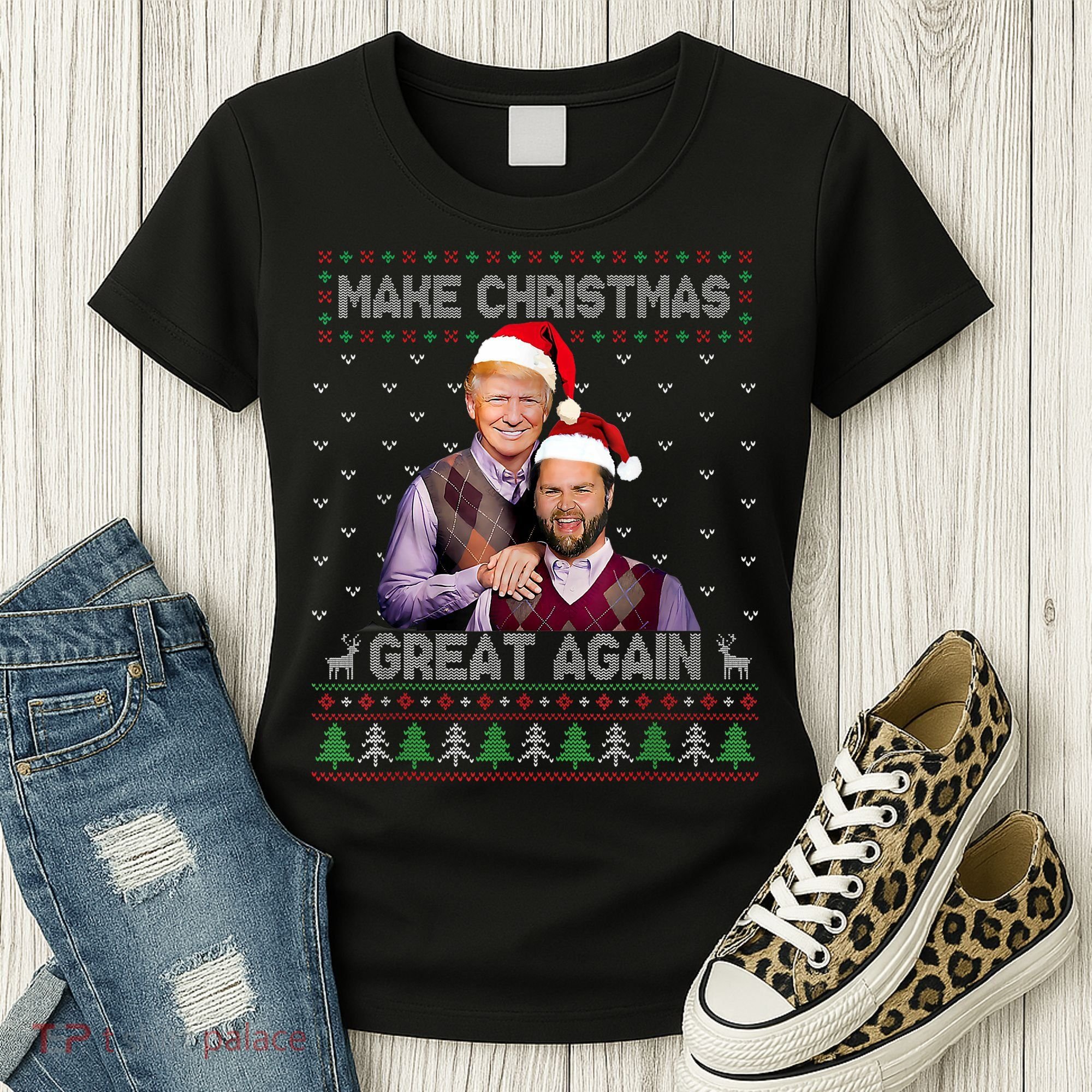 Trump Vance Brothers Make Christmas Great Again Santa Women's T-Shirt