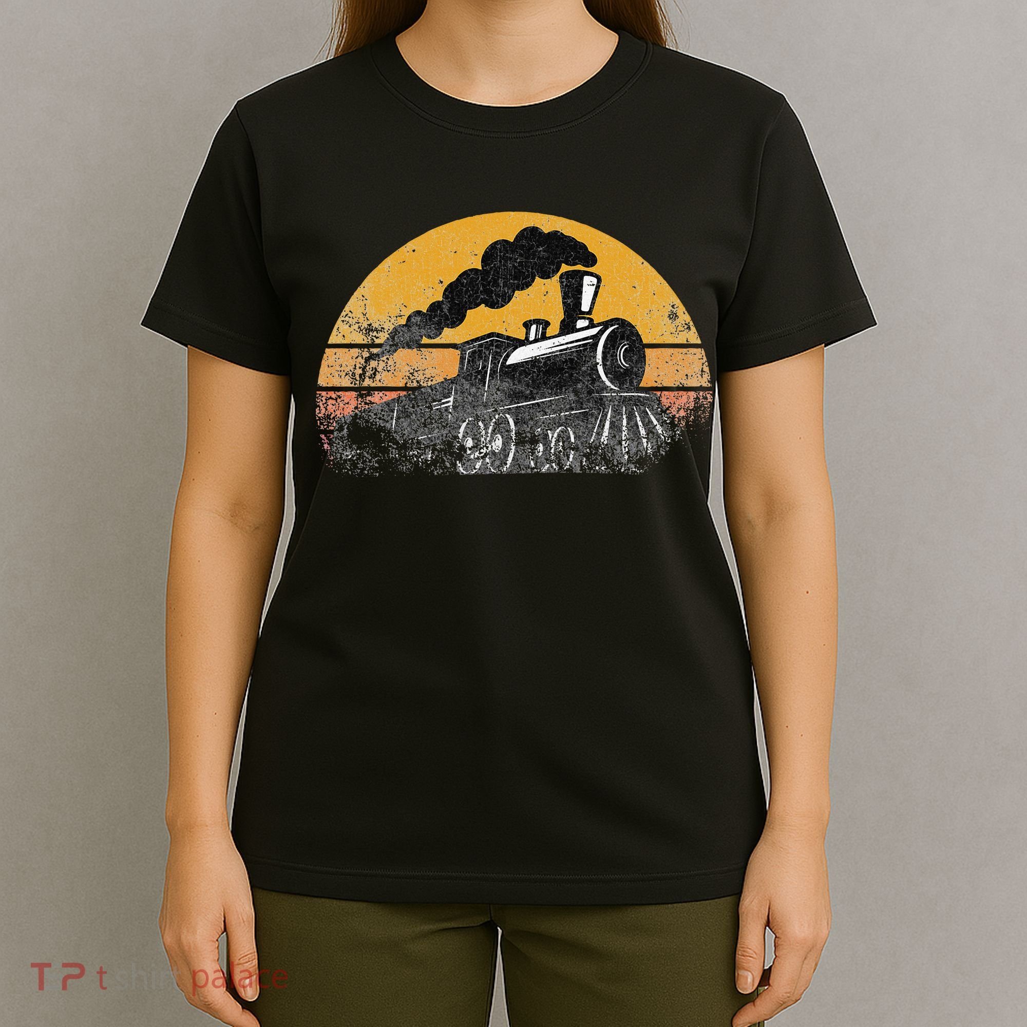 Train Vintage Distressed Retro Engineer Engine Conductor T-Shirt