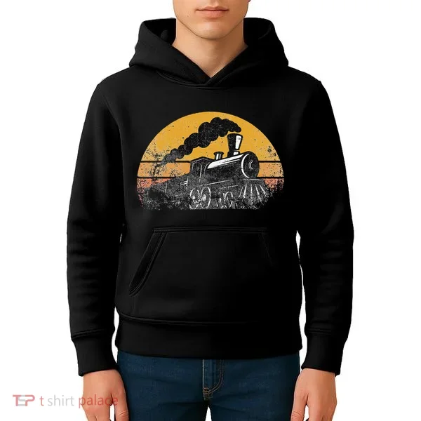 Train Vintage Distressed Retro Engineer Engine Conductor Kids Hoodie