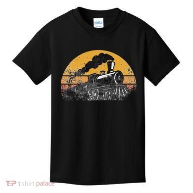 Train Vintage Distressed Retro Engineer Engine Conductor Kids T-Shirt