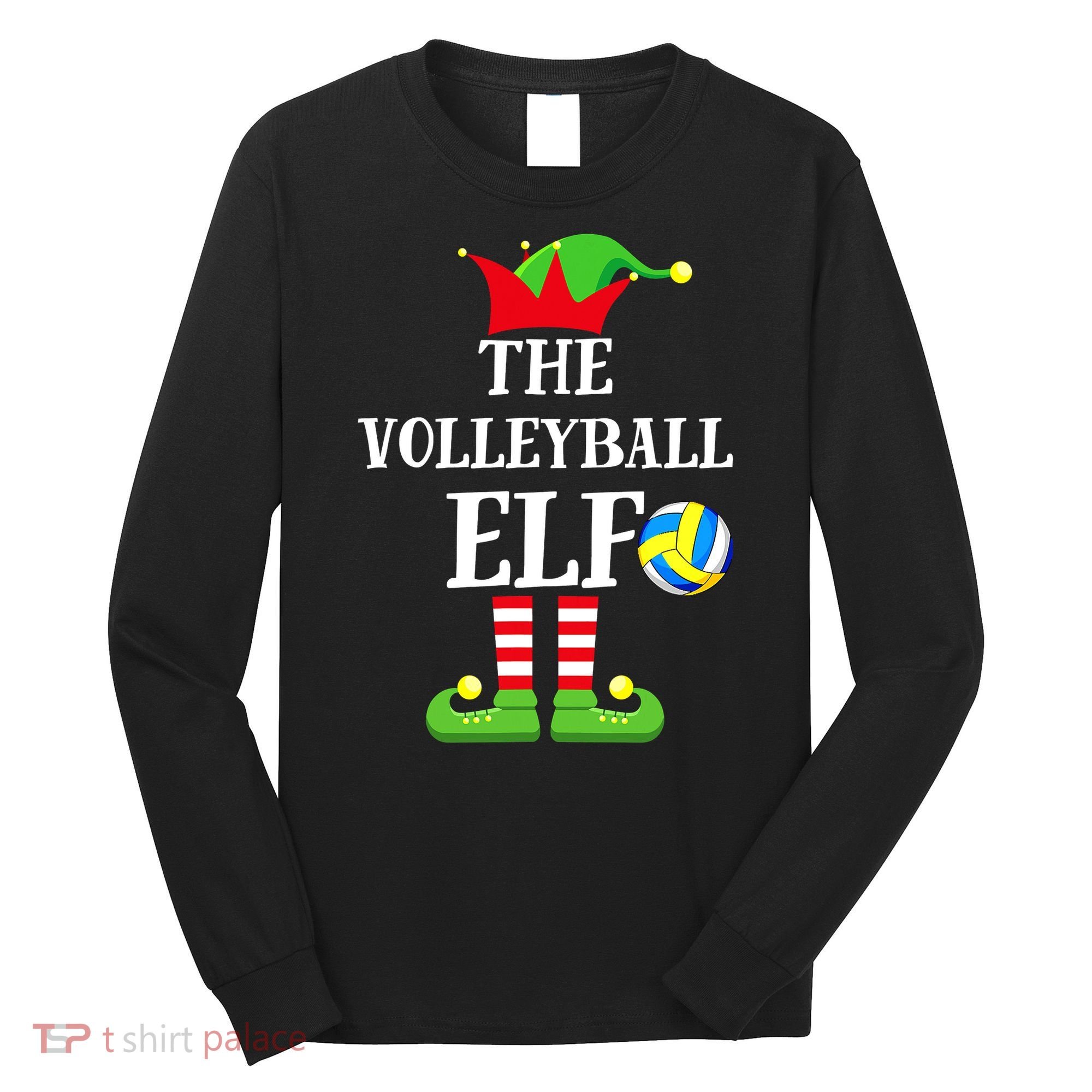 The Volleyball Elf Matching Volleyball Player Christmas Long Sleeve Shirt