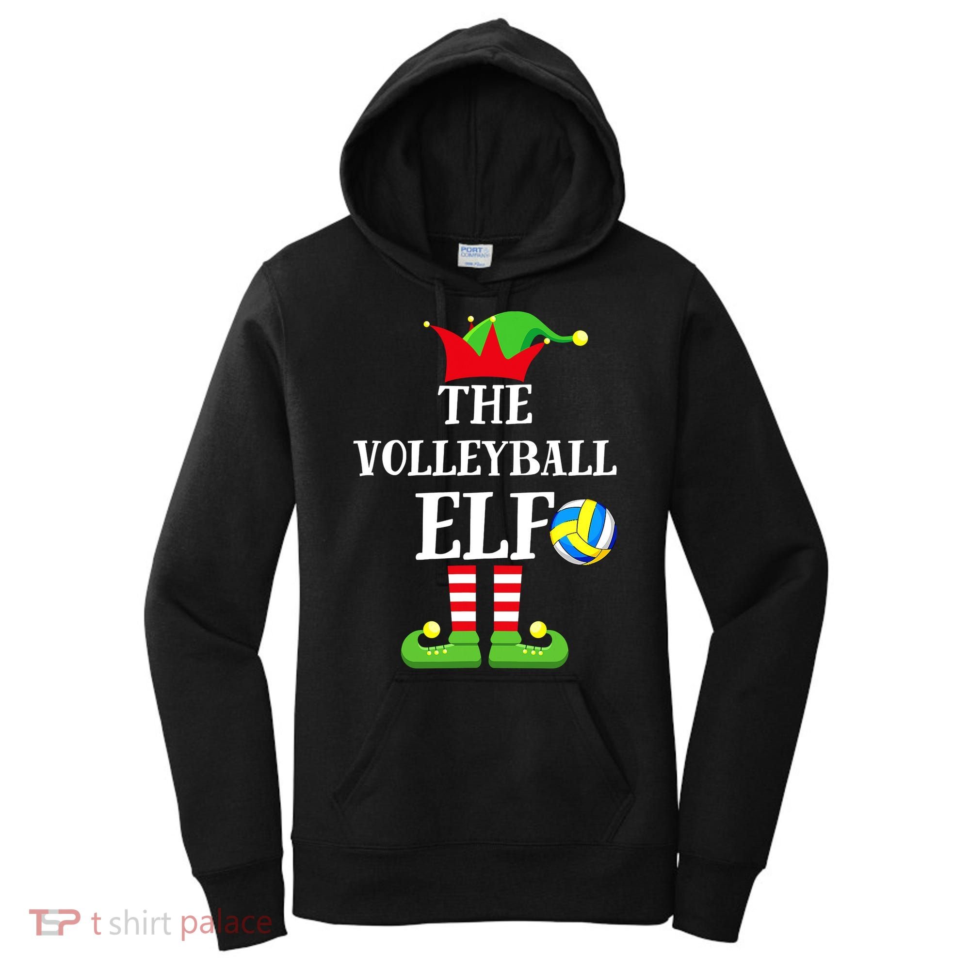 The Volleyball Elf Matching Volleyball Player Christmas Women's Hoodie