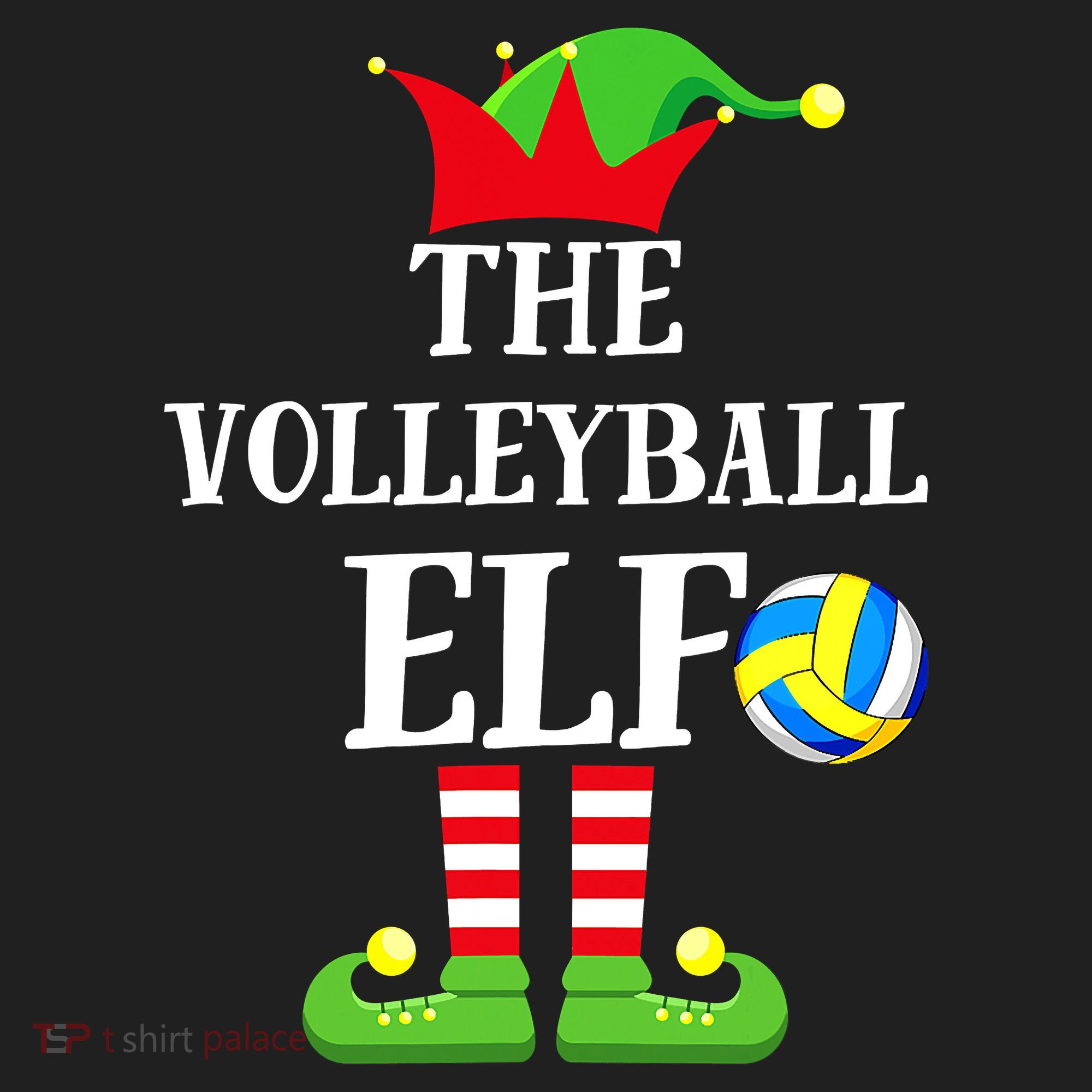 The Volleyball Elf Matching Volleyball Player Christmas Hat