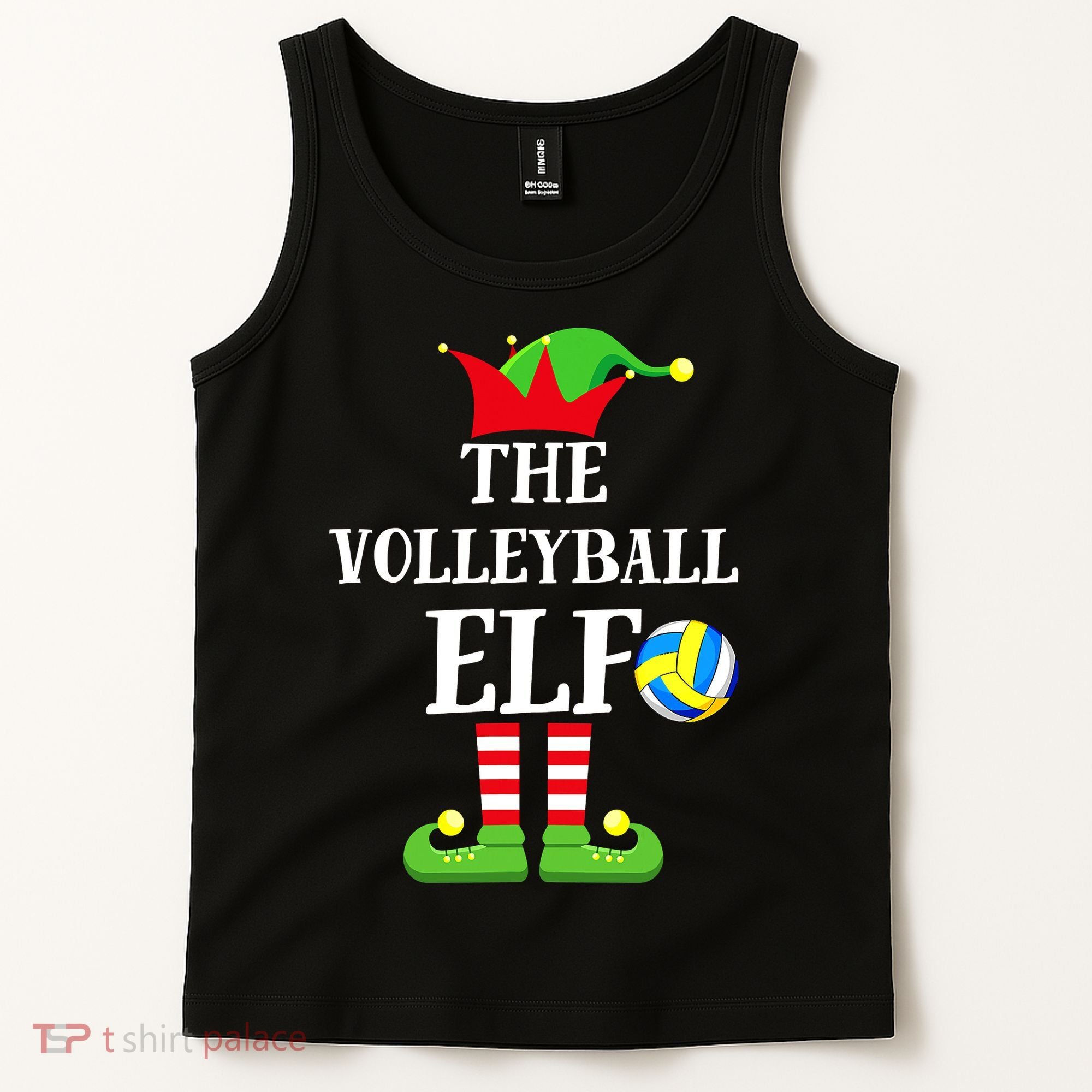 The Volleyball Elf Matching Volleyball Player Christmas Tank Top