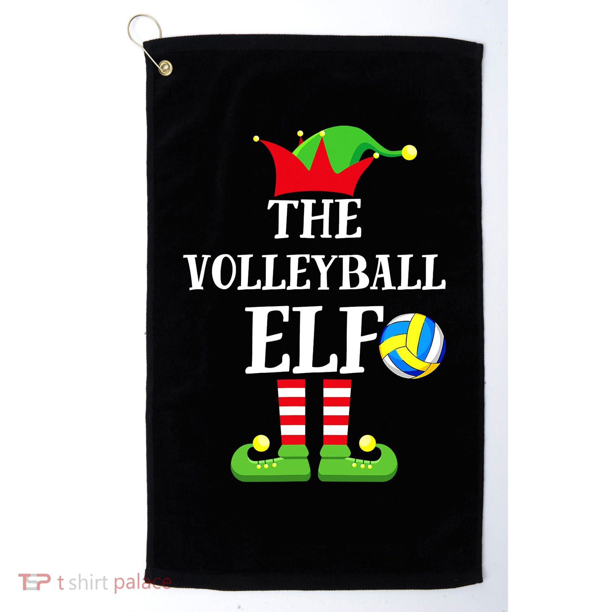 The Volleyball Elf Matching Volleyball Player Christmas Golf Towel