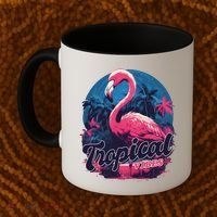 Tropical Vibes Flamingo Retro Palm Tree Coffee Mug thumb 2