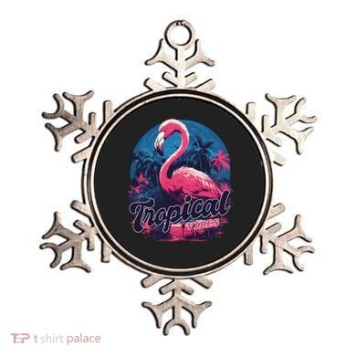 Tropical Vibes Flamingo Retro Palm Tree Ornament