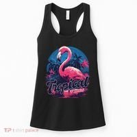 Tropical Vibes Flamingo Retro Palm Tree Women's Tank Top thumb 0