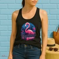 Tropical Vibes Flamingo Retro Palm Tree Women's Tank Top thumb 2