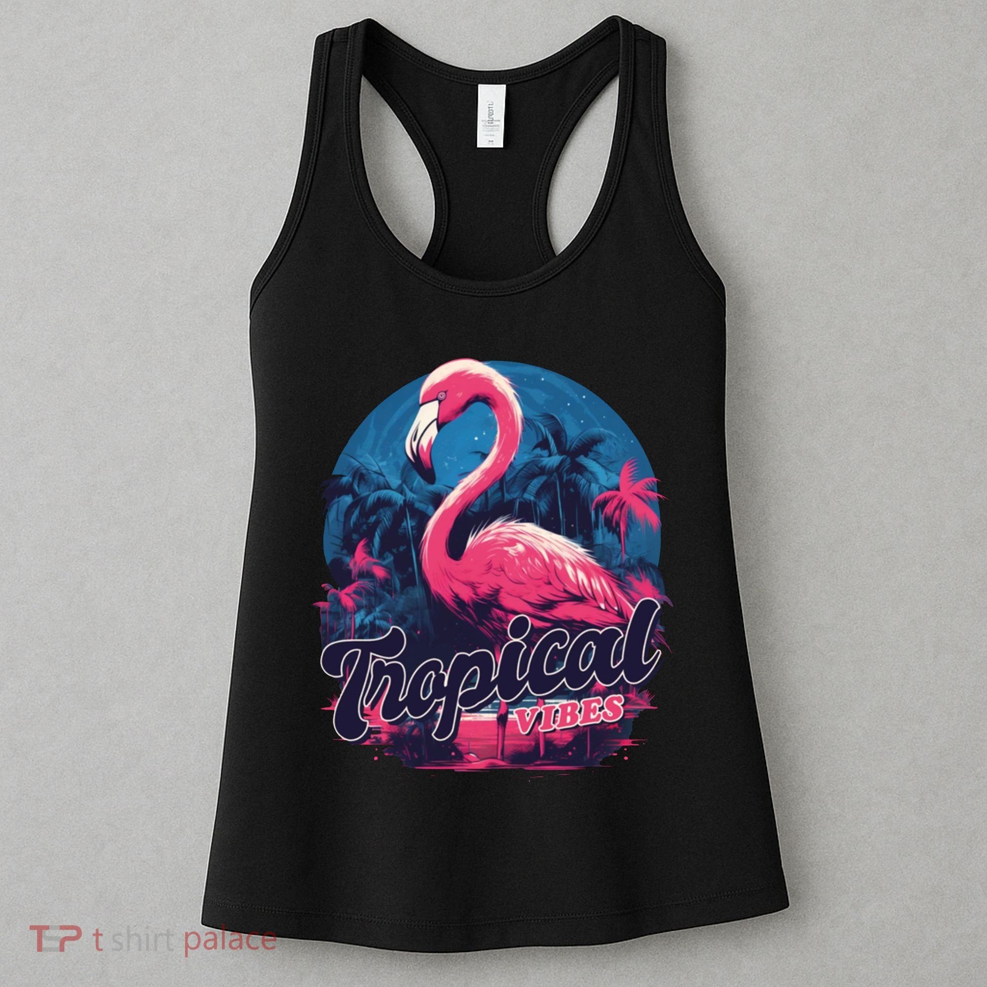 Tropical Vibes Flamingo Retro Palm Tree Women's Tank Top