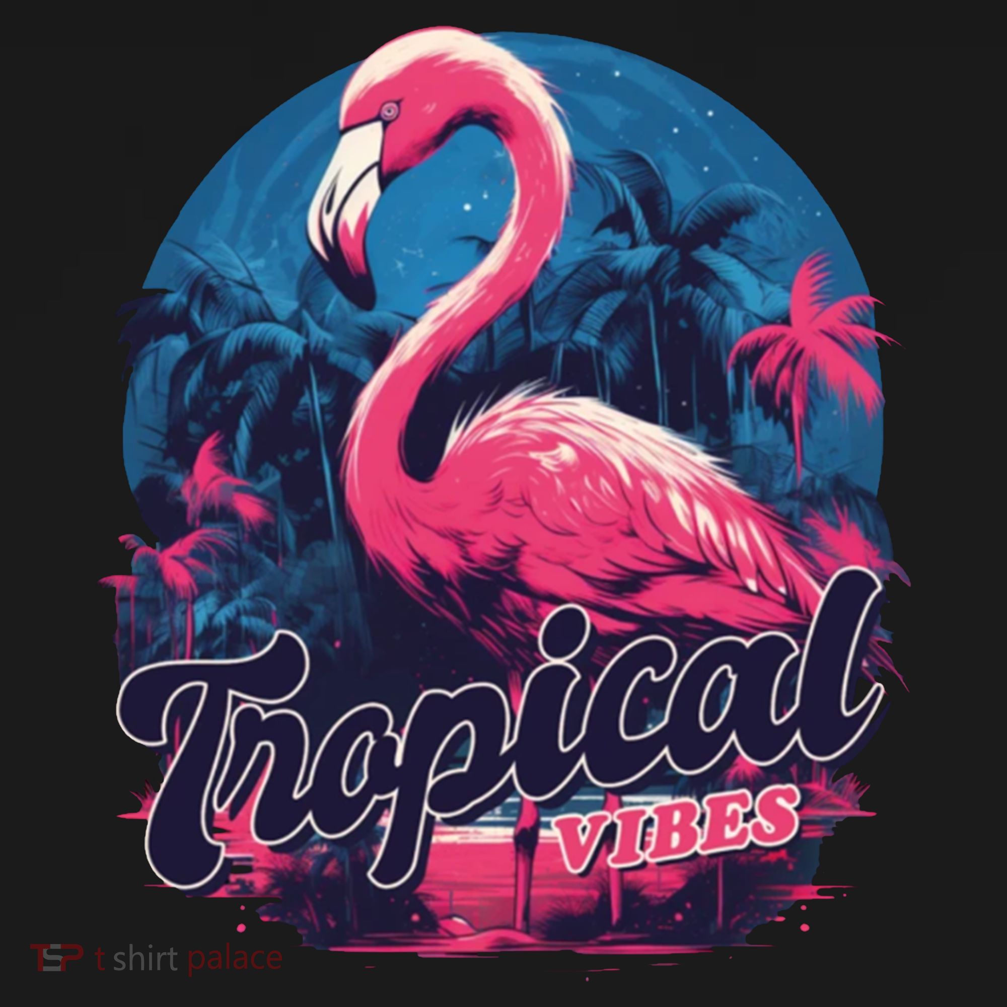 Tropical Vibes Flamingo Retro Palm Tree Women's Tank Top