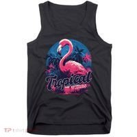 Tropical Vibes Flamingo Retro Palm Tree Tank Top thumb 0