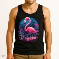 Tropical Vibes Flamingo Retro Palm Tree Tank Top thumb 3