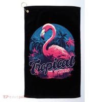 Tropical Vibes Flamingo Retro Palm Tree Golf Towel thumb 0