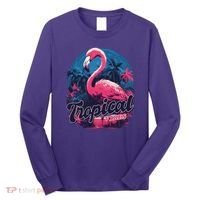 Tropical Vibes Flamingo Retro Palm Tree Long Sleeve Shirt thumb 0