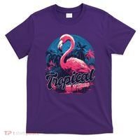 Tropical Vibes Flamingo Retro Palm Tree T-Shirt thumb 0