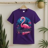 Tropical Vibes Flamingo Retro Palm Tree T-Shirt thumb 2