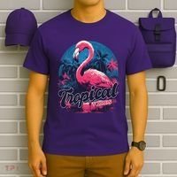 Tropical Vibes Flamingo Retro Palm Tree T-Shirt thumb 6