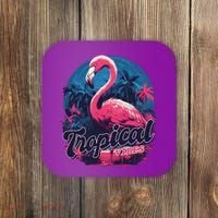Tropical Vibes Flamingo Retro Palm Tree Coaster thumb 0