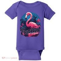 Tropical Vibes Flamingo Retro Palm Tree Baby Bodysuit thumb 0