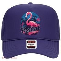 Tropical Vibes Flamingo Retro Palm Tree Hat thumb 0