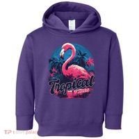 Tropical Vibes Flamingo Retro Palm Tree Toddler Hoodie thumb 0