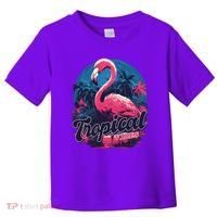 Tropical Vibes Flamingo Retro Palm Tree Toddler T-Shirt thumb 0