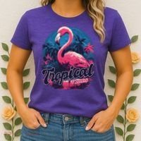 Tropical Vibes Flamingo Retro Palm Tree Women's T-Shirt thumb 2