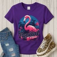 Tropical Vibes Flamingo Retro Palm Tree Women's T-Shirt thumb 3