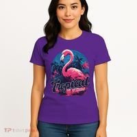 Tropical Vibes Flamingo Retro Palm Tree Women's T-Shirt thumb 4