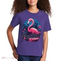 Tropical Vibes Flamingo Retro Palm Tree Kids T-Shirt thumb 2