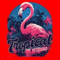 Tropical Vibes Flamingo Retro Palm Tree Santa Hat thumb 1
