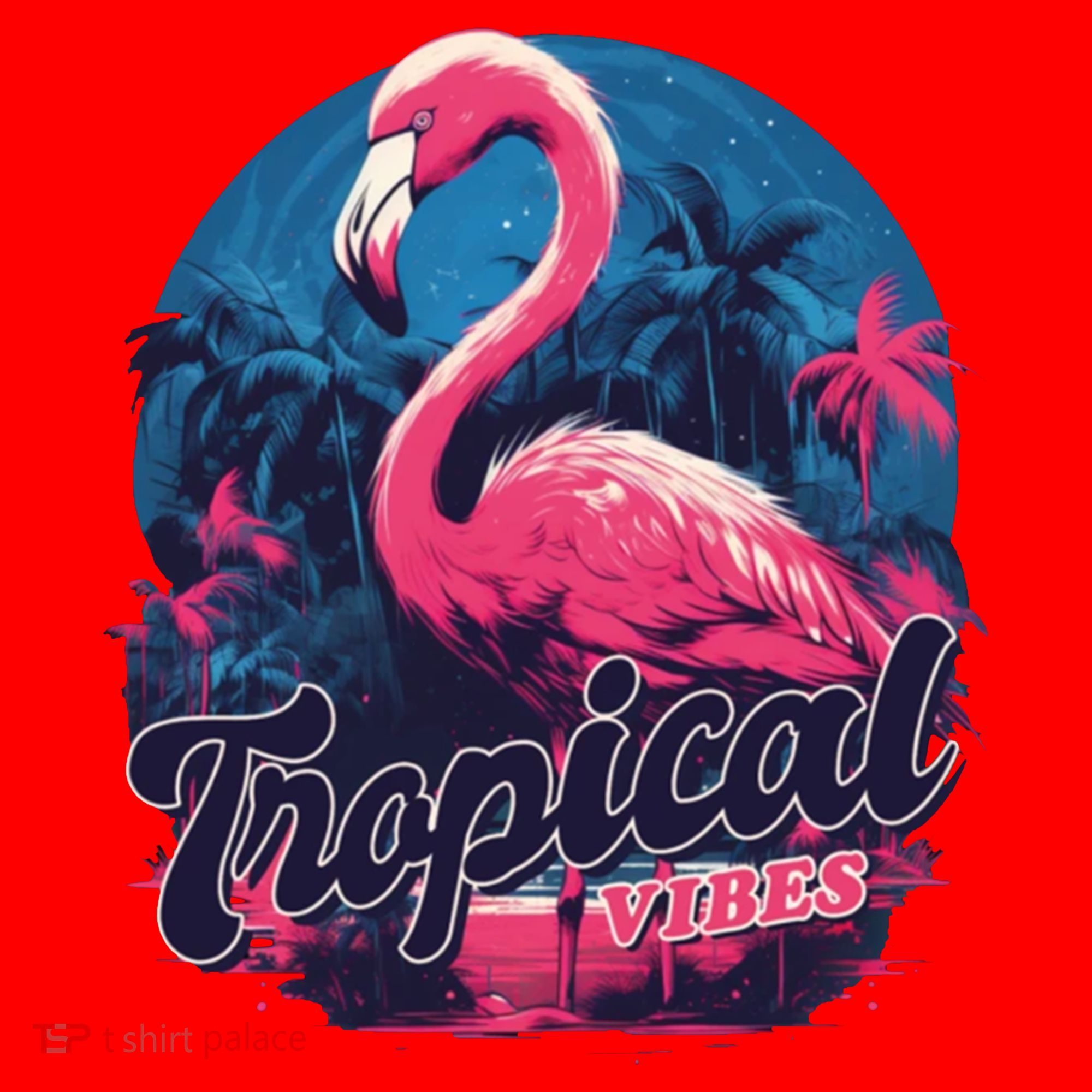 Tropical Vibes Flamingo Retro Palm Tree Santa Hat