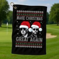 Trump Vance Funny Make Christmas Great Again Ugly Great Gift Golf Towel thumb 1