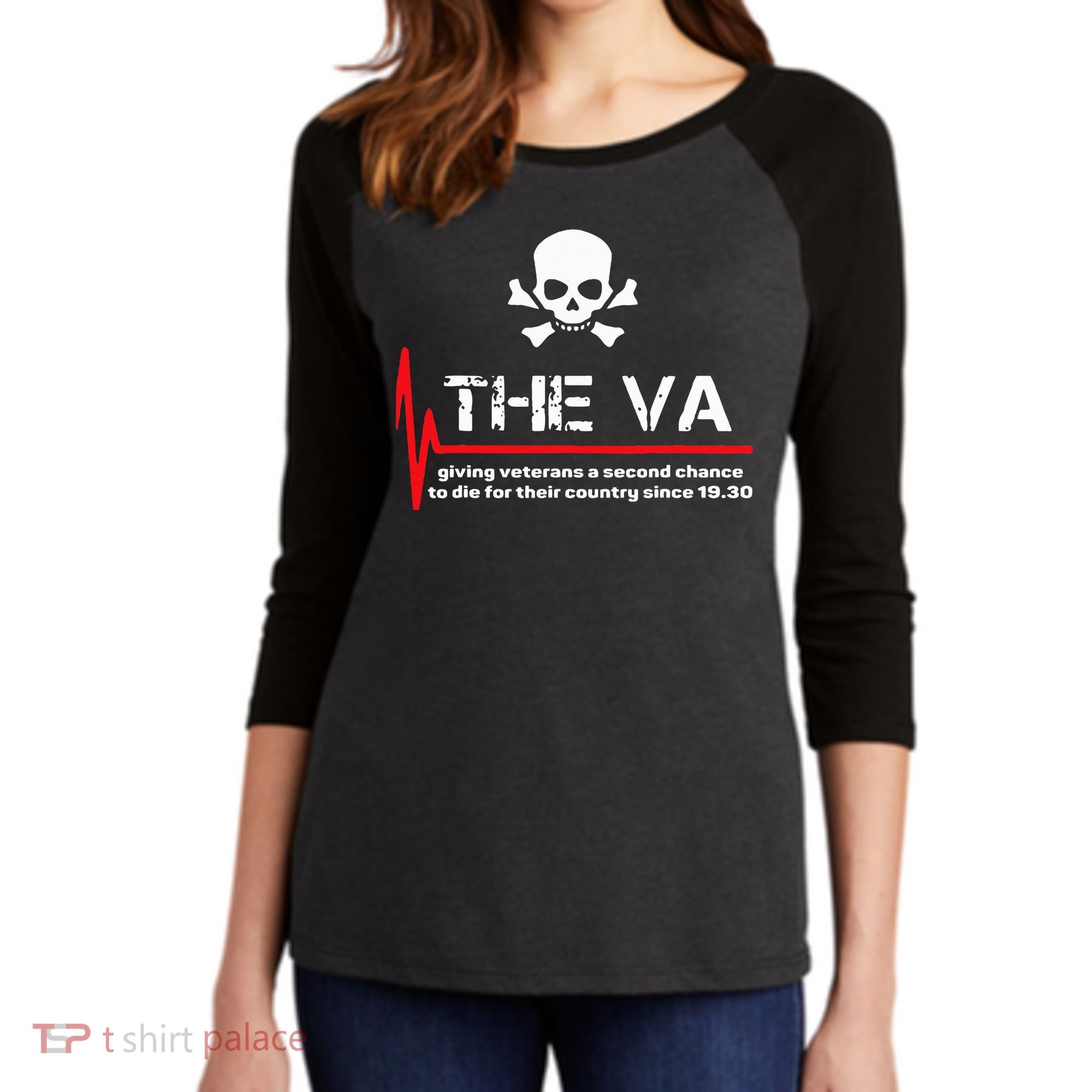 The Va Giving Veterans A Second Chance Women's Tri-Blend 3/4-Sleeve Raglan Shirt