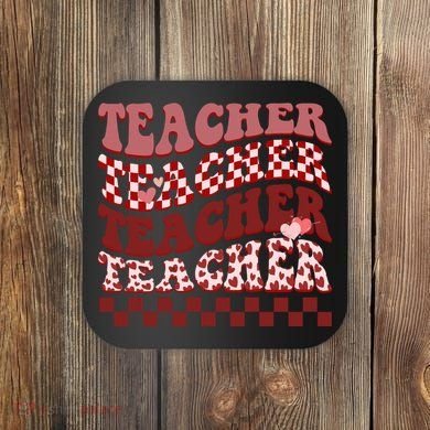 Teacher Valentine Groovy Cute Coaster