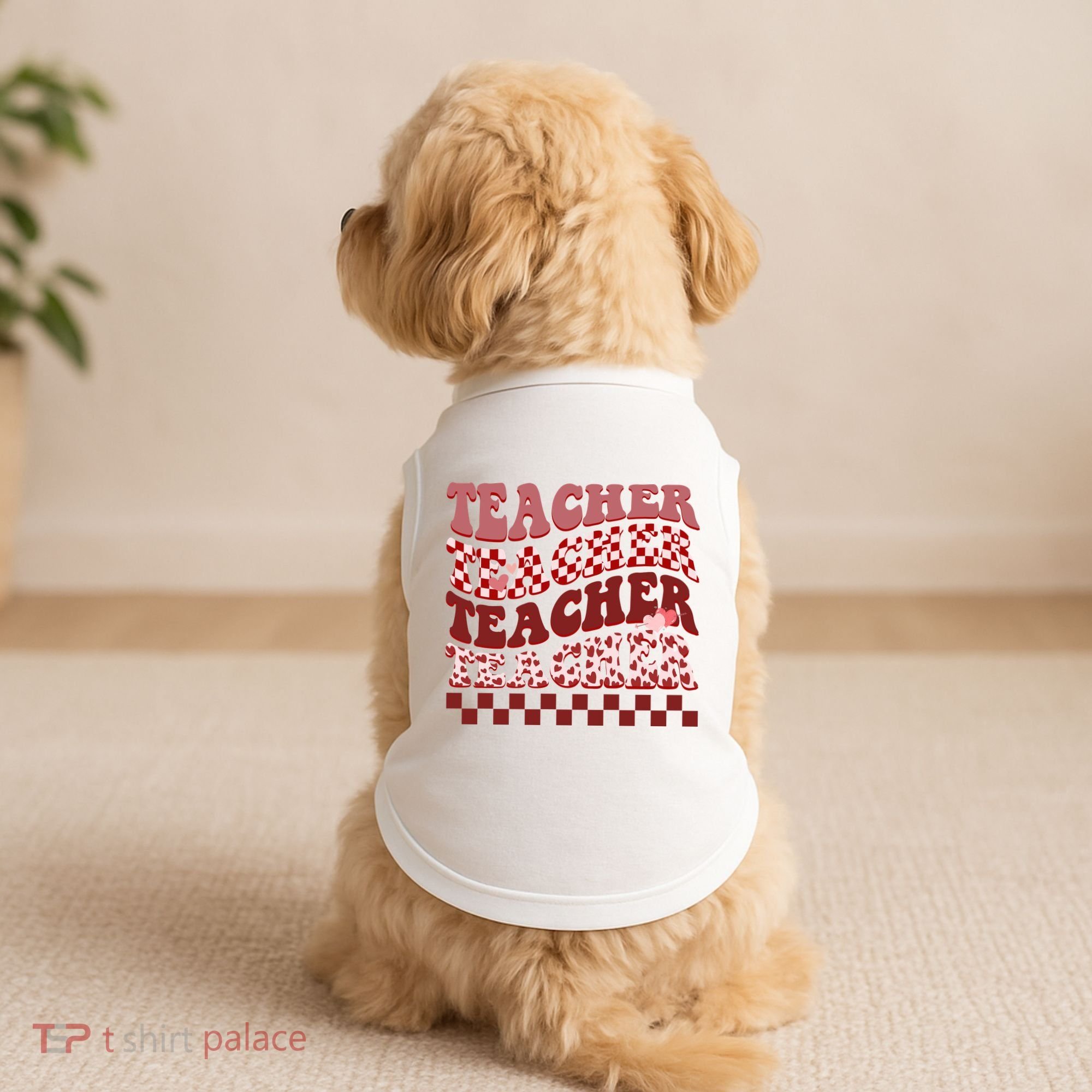 Teacher Valentine Groovy Cute Doggie Tank