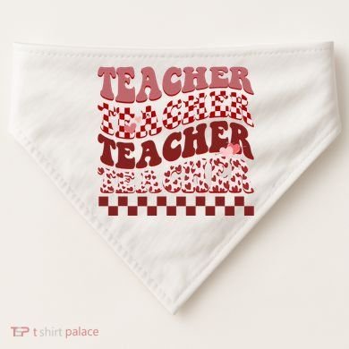 Teacher Valentine Groovy Cute USA-Made Doggie Bandana
